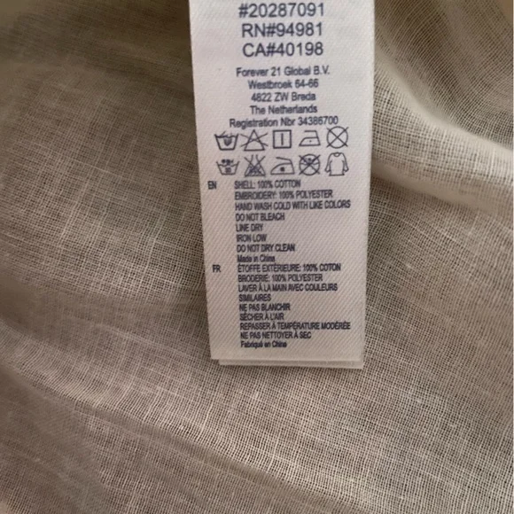 *HOST PICK* Forever 21 Boho-styled white see through shirt Size small. - Picture 3 of 3